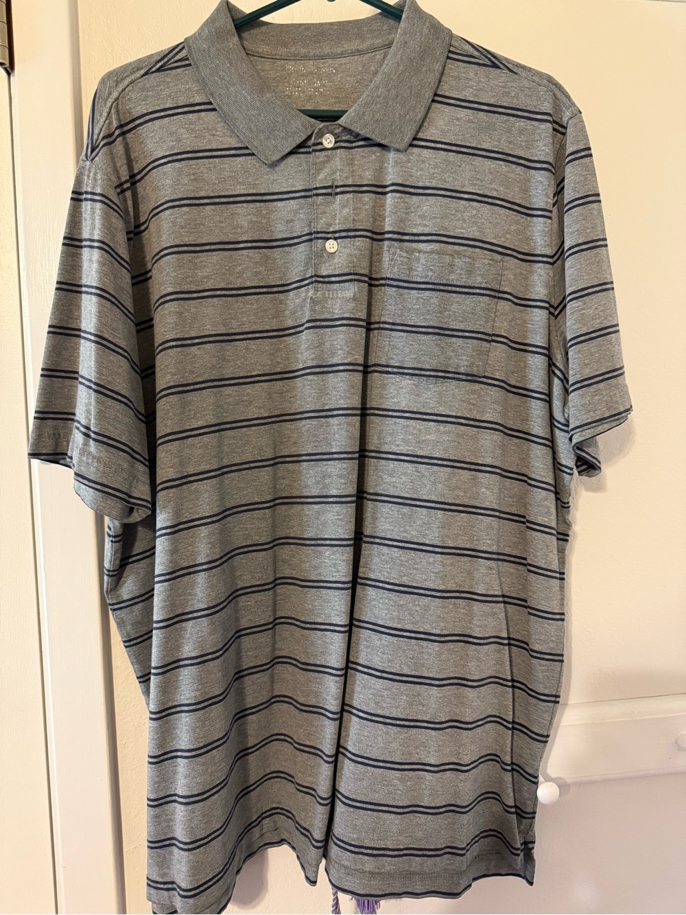 croft & barrow Gray Polo with Navy Stripes